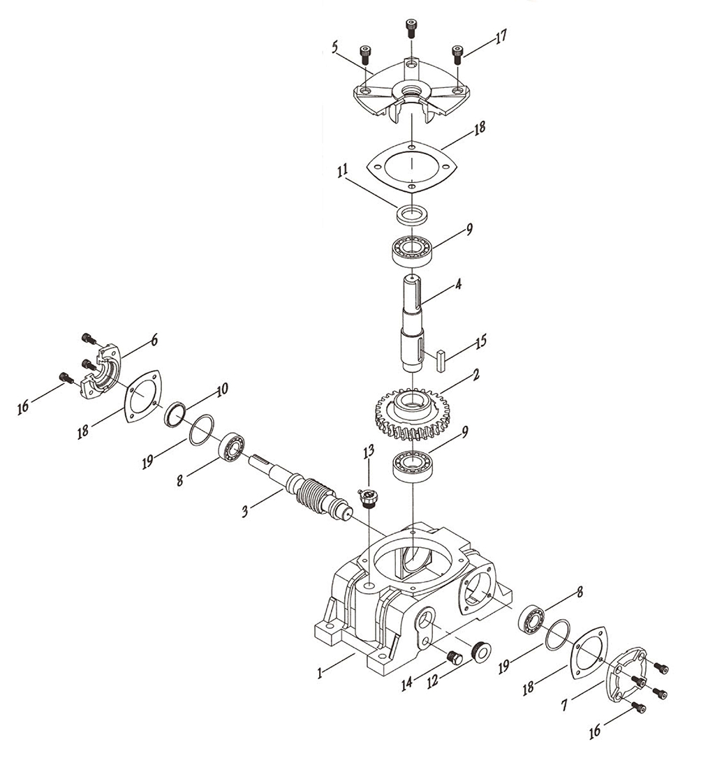 VW Worm gearbox parts list